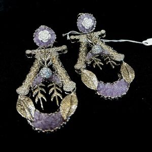 Handcrafted crush stones earrings, Pakistani Indian earrings, formal jewelry